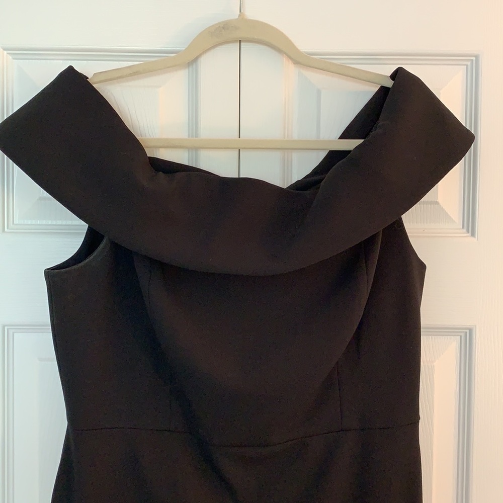 Calvin Klein off the shoulder black dress.
